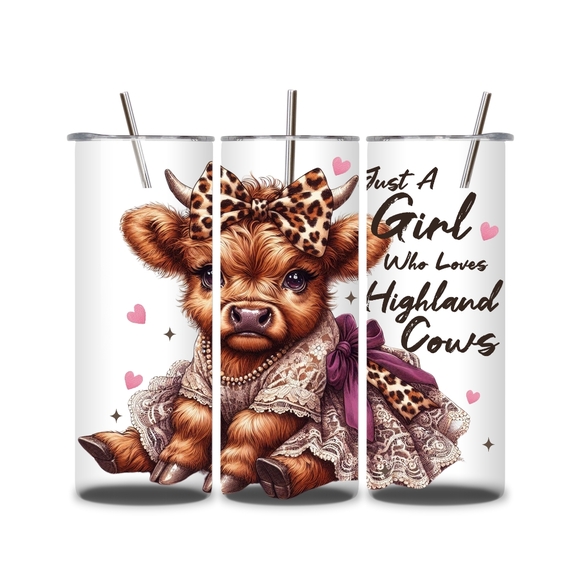 20oz Love Highland Cows Tumbler - Picture 2 of 2